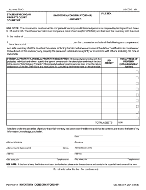 Inventory Form for Conservatorship