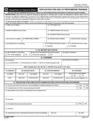 VA Form 10-2850D Health Professions Trainee Application