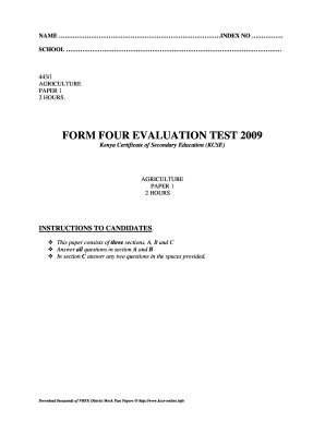 Kenya KCSE Agriculture Paper 1