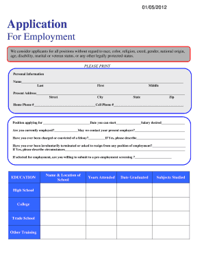 Employment Application Form
