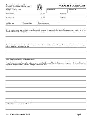 Washington Witness Statement Form