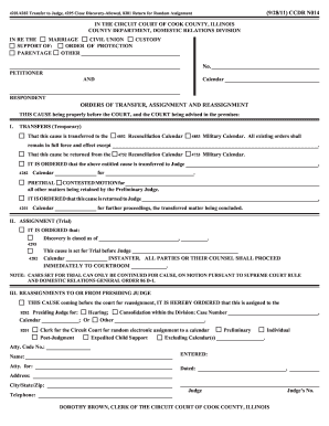 Cook County Domestic Relations Transfer Order
