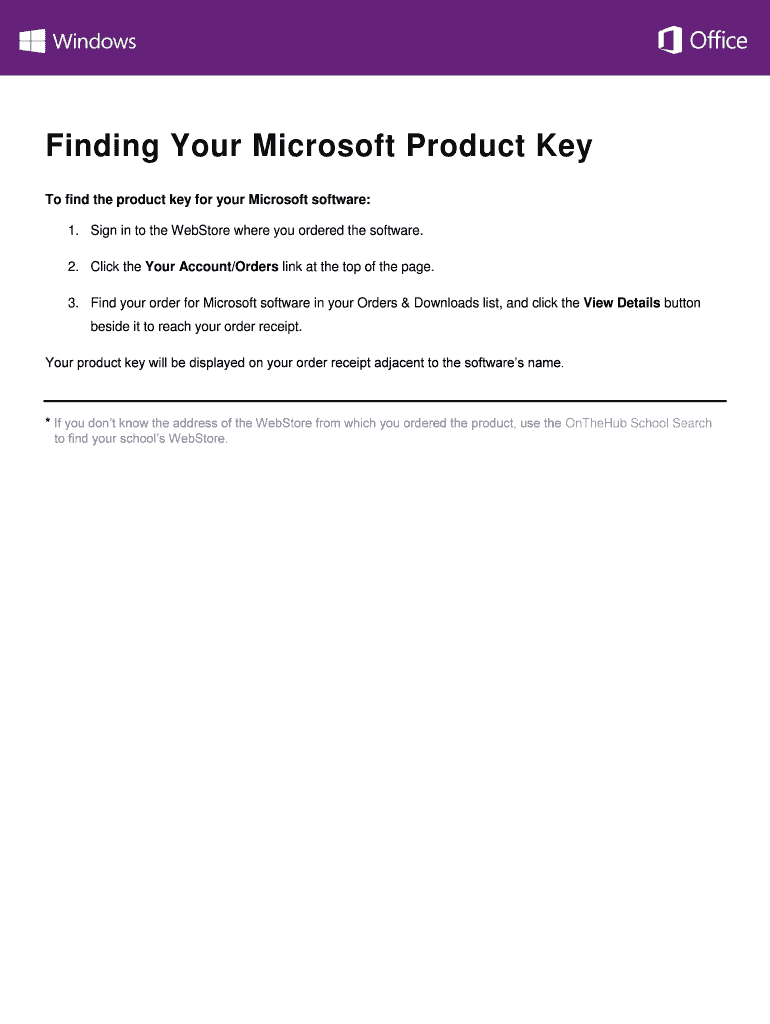 Fillable Online Finding Your Microsoft Product Key To find the product