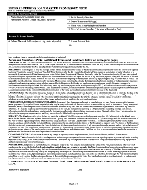 Federal Perkins Loan Master Promissory Note