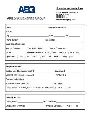 Business Insurance Application Form