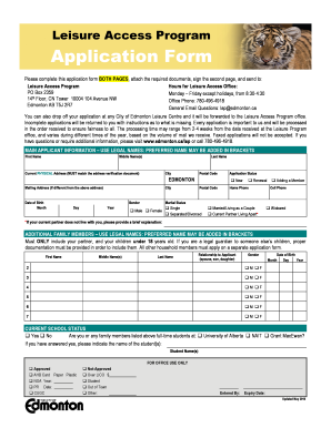Leisure Access Program Application Form