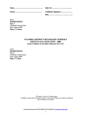 Kenya Certificate of Secondary Education Homescience Paper 2