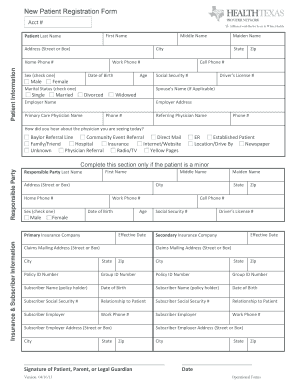 HealthTexas New Patient Registration Form