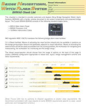 Bridge Navigation Watch Alarm System Checklist