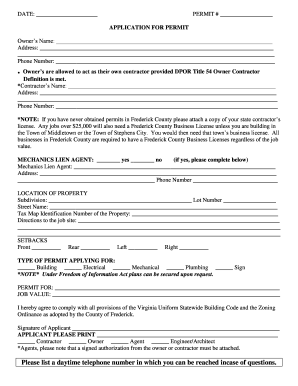 Frederick County Building Permit Application