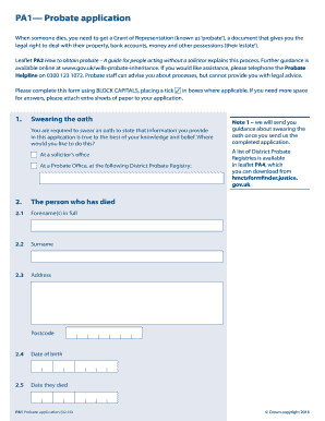 UK Probate Application Form