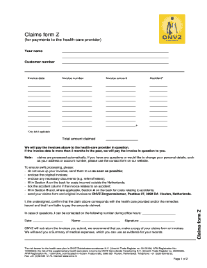 Healthcare Claims Form Z