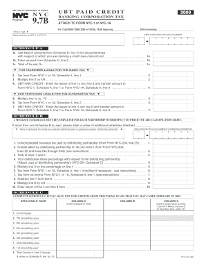 New York City Banking Corporation Tax Form NYC-9.7B