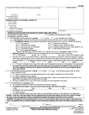 California Court Fee Waiver Order