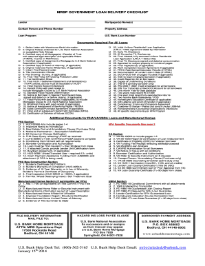 US Bank Government Loan Delivery Checklist