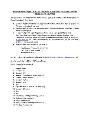 DD Form 1172 for ID Card Renewal and DEERS Updates