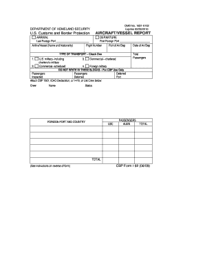 US Customs and Border Protection Aircraft/Vessel Report