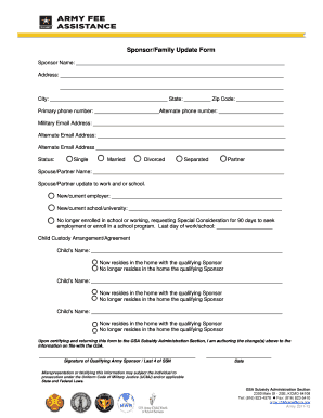 Sponsor Family Update Form