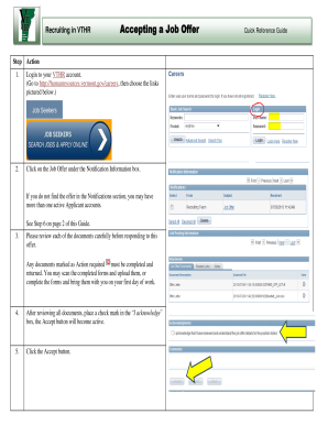 Accepting a Job Offer Quick Reference - humanresources vermont
