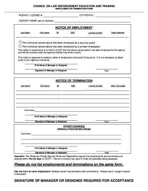 CLEET Employment or Termination Form