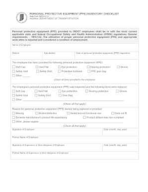 Ppe inventory form - Personal protective equipment (ppe) inventory checklist - forms in