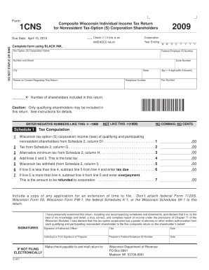 Wisconsin 1CNS Composite Tax Return