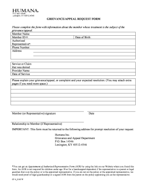 Grievance Appeal Request Form