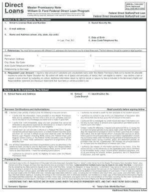 Federal Direct Loan Master Promissory Note