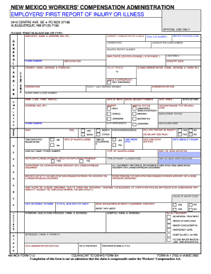 New Mexico Employer's First Report of Injury or Illness