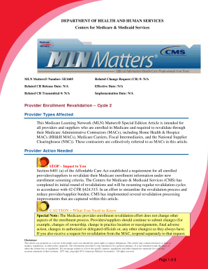 Fillable Online cms Provider Enrollment Revalidation Cycle 2 - cms Fax ...