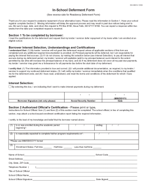 In-School Deferment Form