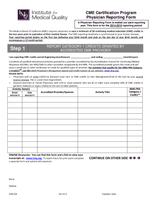 California Physician CME Reporting Form