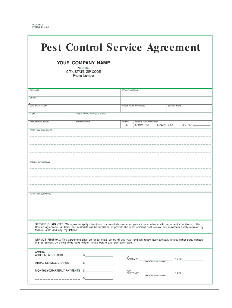 Pest Control Contract Template Fill Online, Printable, Fillable