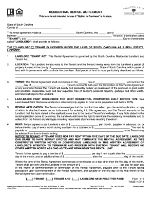 south carolina residential lease agreement