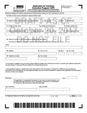 IRS Form 8950 Application for Voluntary Correction Program