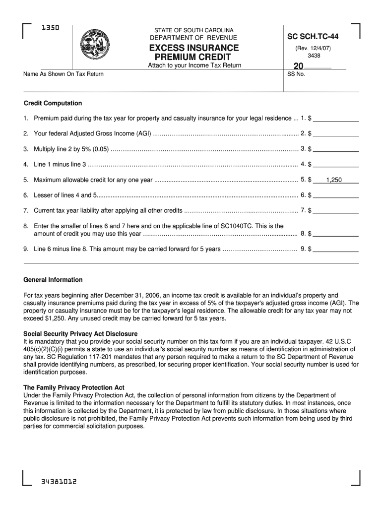 sc form credit 2007 Preview on Page 1