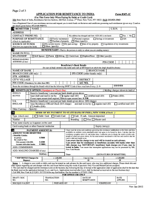 State Bank of India Remittance Form