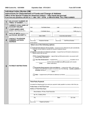 Individual Indian Monies Disbursement Form