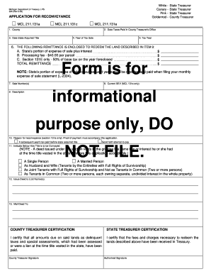Michigan Application for Reconveyance