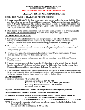 New Jersey Disability Benefits Claim Form DS-1