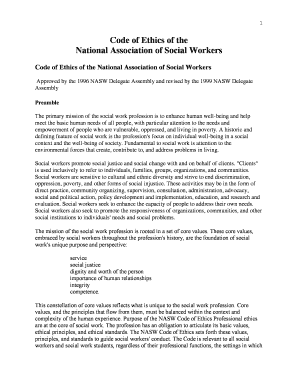 Fillable Online umaine NASW Code of Ethics.docx Fax Email Print - pdfFiller