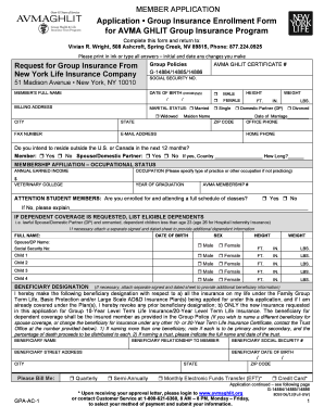 AVMA GHLIT Group Insurance Enrollment Form