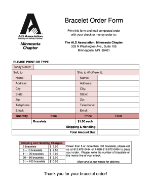 Bracelet Order Form