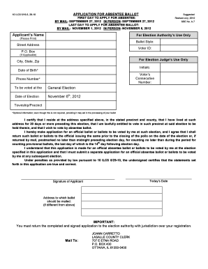 Illinois Absentee Ballot Application
