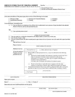 Virginia Service Other Than By Sheriff Form