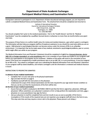 US Department of State Academic Exchange Medical Form