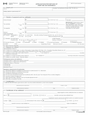 Canada NR7-R Tax Refund Application