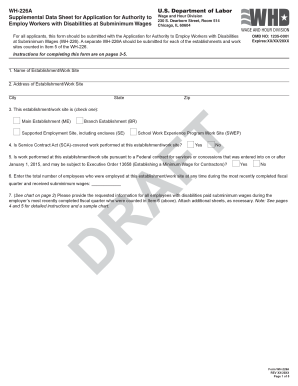 WH-226A Supplemental Data Sheet