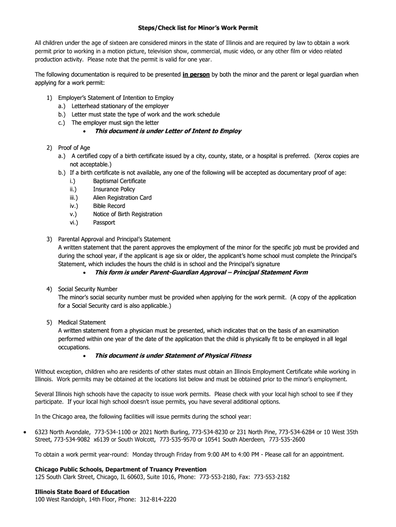 Fillable Online Steps/Check list for Minors Work Permit Fax Email Print ...