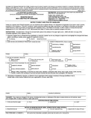 USDA Meat and Poultry Handlers Registration Form